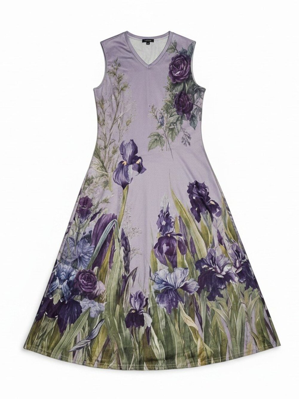 NWT Kitty's Boutique Midi Dress Womens S Purple Iris Floral Sleeveless V Neck